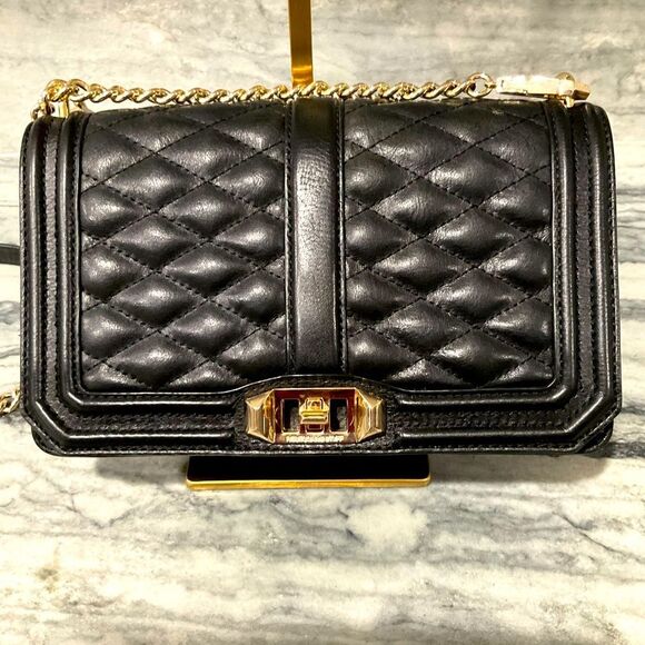 Rebecca Minkoff Quilted Black‎ Leather Crossbody Bag - Picture 1 of 12